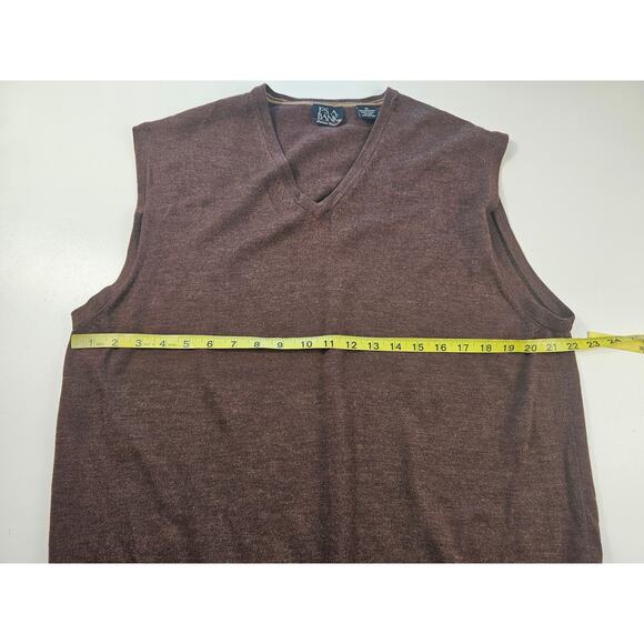 Jos A bank XL brown sleevless 100% merino wool vest Warm winter proffesional ^ - Picture 7 of 7